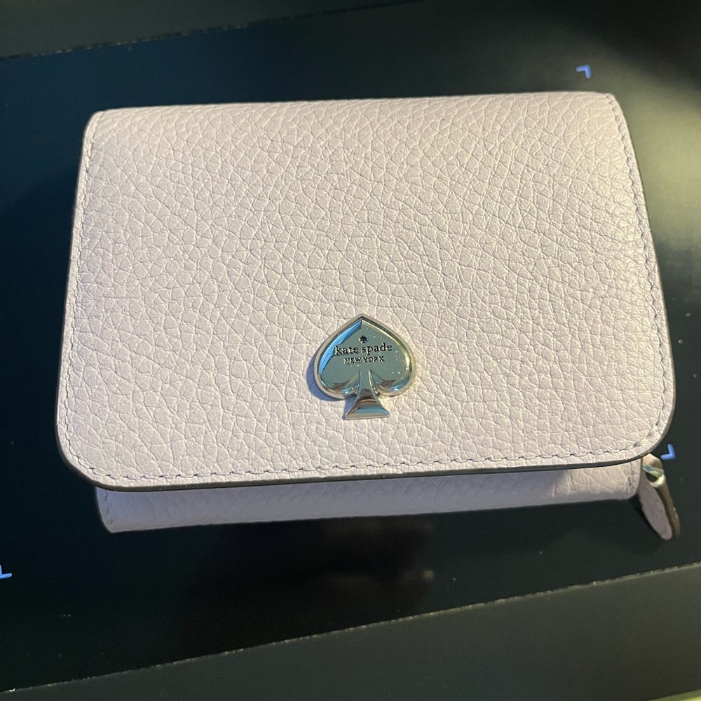 kate spade Pebbled Leather Compact Wallet in Light Pink